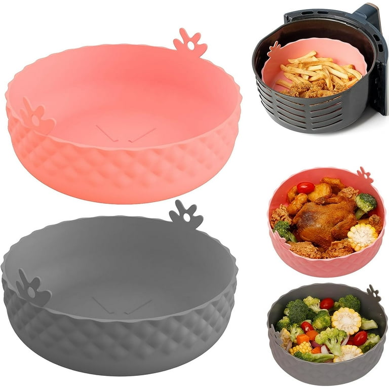 Katbite Round Silicone Air Fryer Pot, 8 inch Reusable Baking Tray Oven  Accessories 