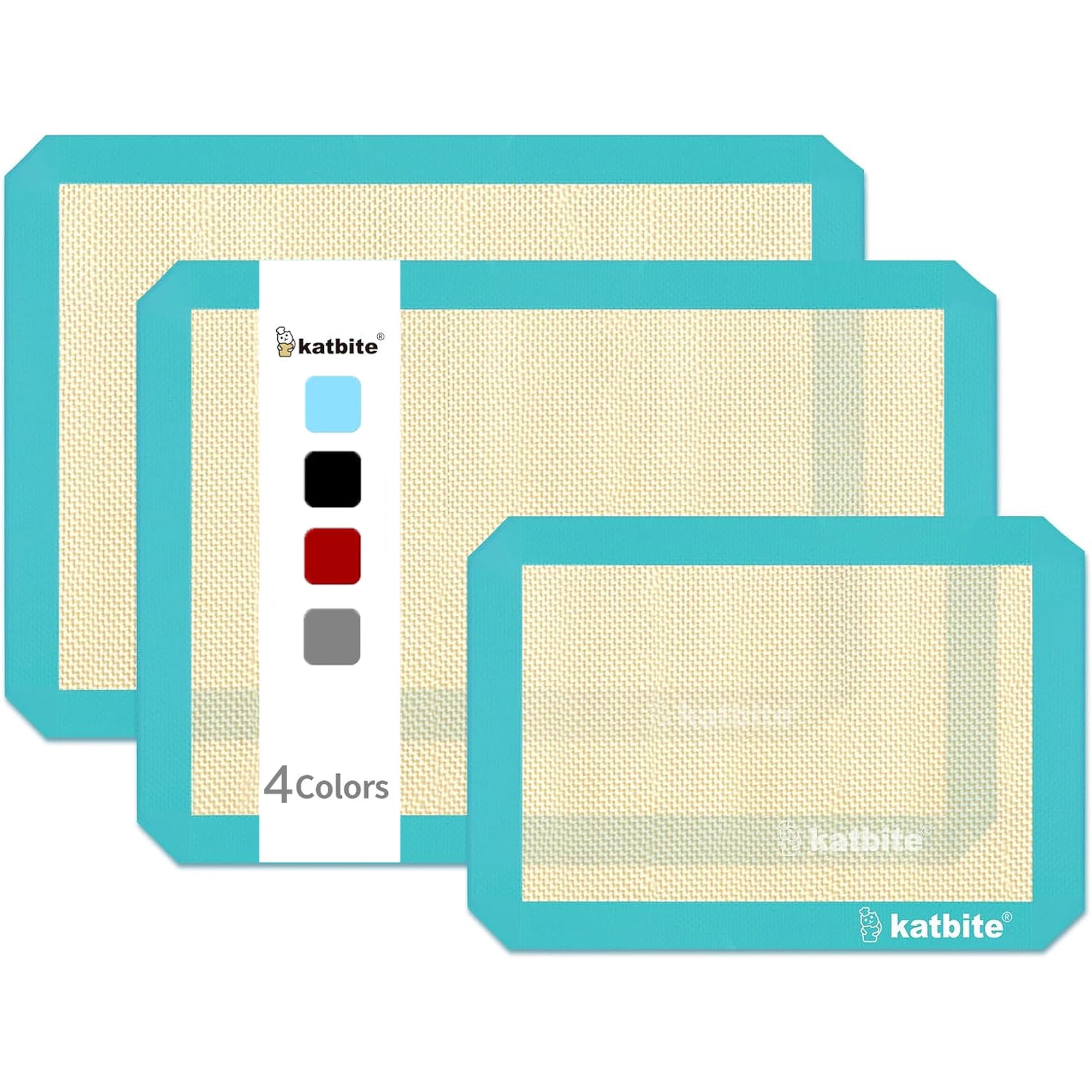 Katbite Silicone Baking Mat 3PCS 11.6 in x 16.5 in Reusable & Nonstick Bakeware Mats,Dark Blue