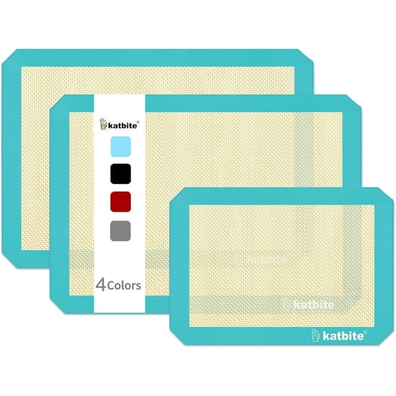 Katbite Silicone Baking Mat 3PCS 11.6 in x 16.5 in Reusable & Nonstick Bakeware Mats,Dark Blue
