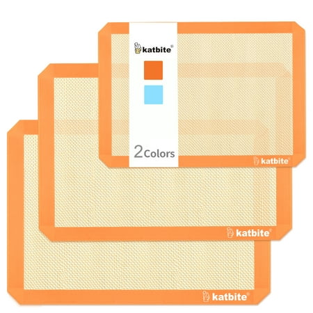 Katbite Silicone Baking Mat Colorful Collection - Set of 3: 2 Half Sheets Mats (11 5/8" x 16 1/2") + 1 Quarter Baking Sheet