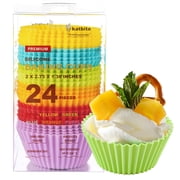 Katbite Silicone Cupcake Liners, 24 Count Cupcake Baking Cups, Rainbow Multi-Color