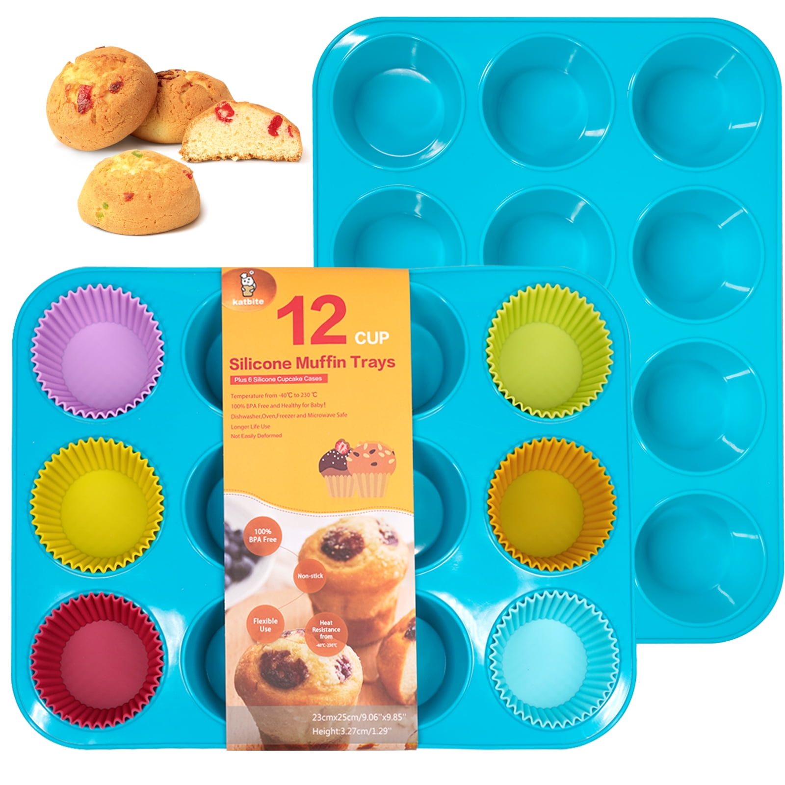 CAKETIME Silicone Muffin Pan Cupcake Set - Mini 24 Cups and Regular 12 Cups  Muffin Tin, Nonstick BPA Free Food Grade Silicone Molds with 12 Silicone