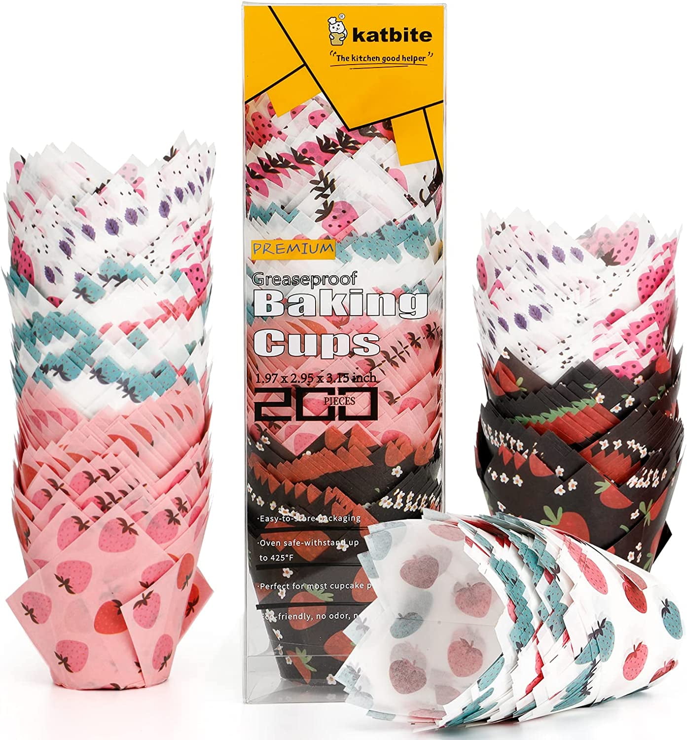 Katbite Tulip Cupcake Liners 200PCS, Muffin Baking Cupcake Liners