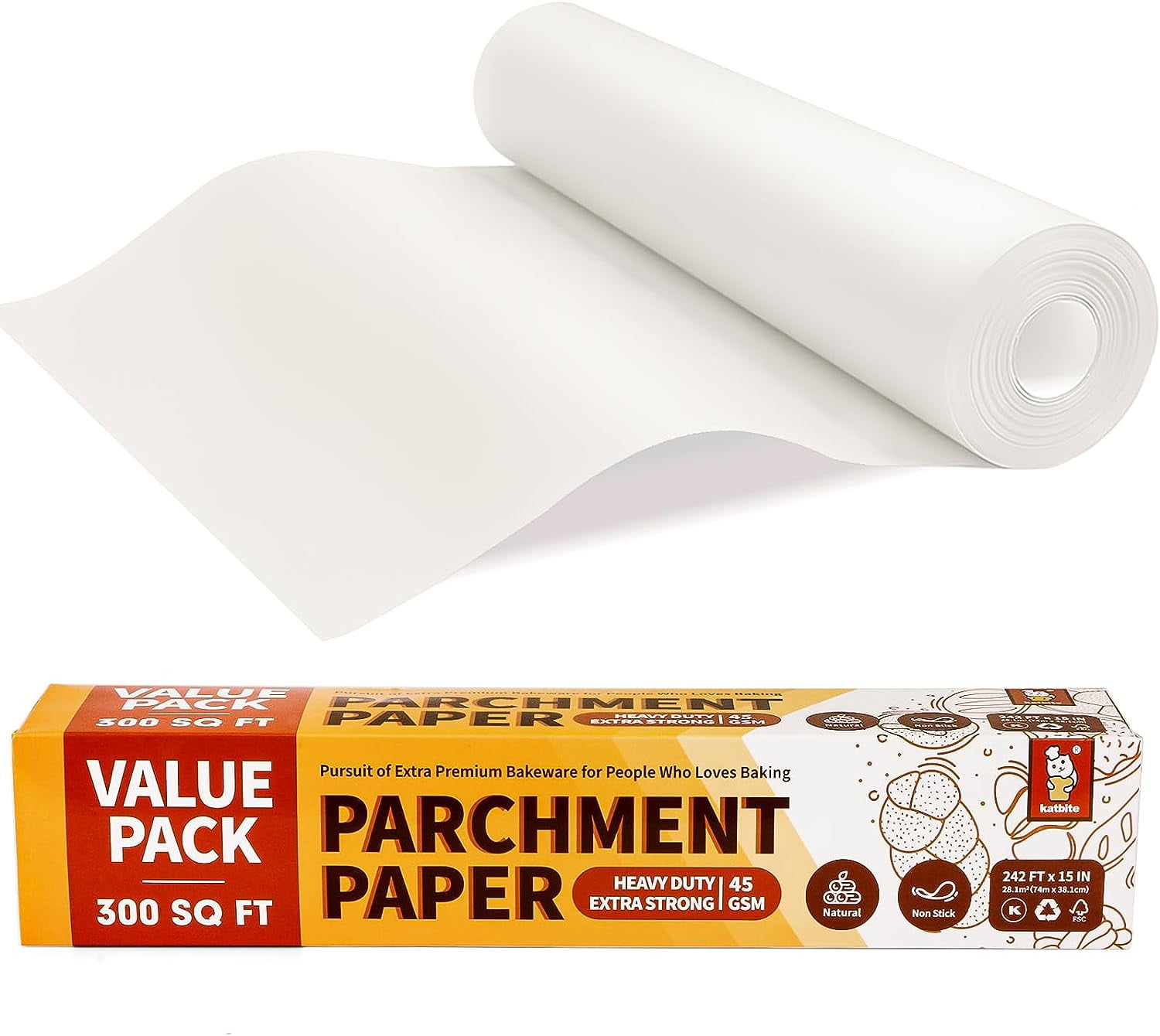 Parchment Paper Roll For Baking 12 Inch X 164 Ft  Roll,Greaseproof,Non-Stick,Easy To Cut,For Cooking,Roasting
