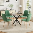 thumbnail image 1 of Katboc Modern Dining Table Set, 31.5in Round Table & 4 Velvet Chairs, Industrial Wood Legs Compact for Small Spaces,LivingRoom, Green, 1 of 7