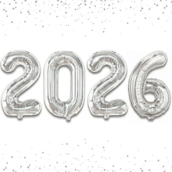 KatchOn, Silver Balloons 2026 Numbers - 16 Inch | New Year Balloon | 2026 Balloon | Silver Foil Balloons For NYE Decorations | New Years Decorations 2026 | New Years Eve Party Supplies 2026
