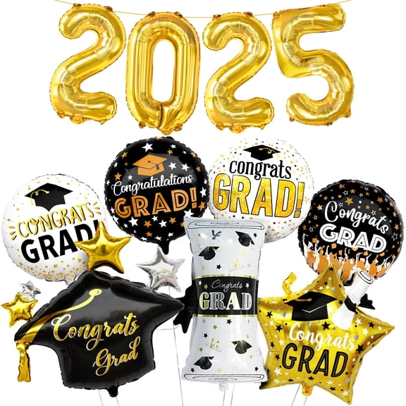 KatchOn, 2026 Graduation Balloons Set - Pack 11 | Big, 28 Inch, Grad Cap Balloon | Gold 2026 Balloons, Graduation Decorations 2026, Class of 2026 Decorations | Congrats Grad Balloon, Grad Party Decor