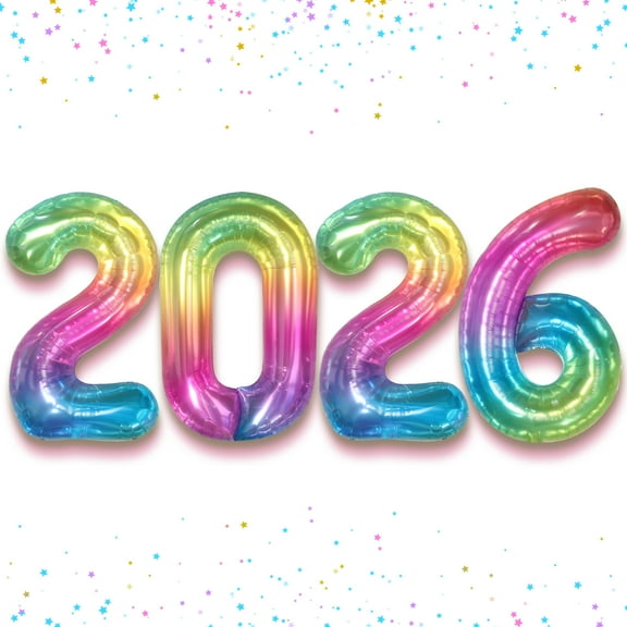 KatchOn, Giant Rainbow 2026 Balloons - 42 Inch | New Year Balloons | 2026 Balloon Numbers | Rainbow Balloon for New Years Decorations 2026 | NYE Decorations | New Years Eve Party Supplies 2026