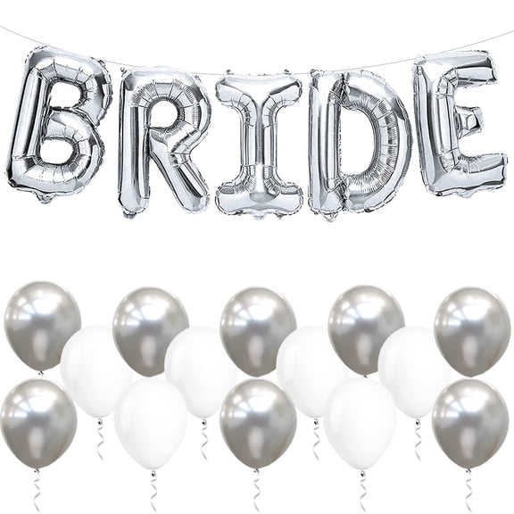 KatchOn, 23pcs Silver Bride Balloons Set - 16 Inch | Silver & White, for Bachelorette Party Decorations | Bridle Shower | Bride and Latex Balloons | bride Balloon Bachelorette