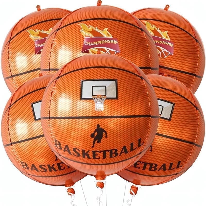 Basketball-Luftballon-Set (12-teilig) – Goldfolie, Inkl. Zahl „12“, Sternen & Konfetti-Ballons
