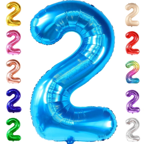 KatchOn, Big Blue Number 2 Balloon - 40 Inch | Blue Birthday Decorations 2nd birthday Boy and 2nd Anniversary