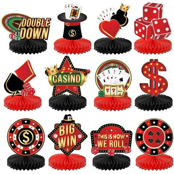 KatchOn, Big Casino Centerpieces for Tables - Pack of 12 | Casino Theme Party Decorations | Casino Party Decorations, Poker Decor, Poker Birthday Party Decorations