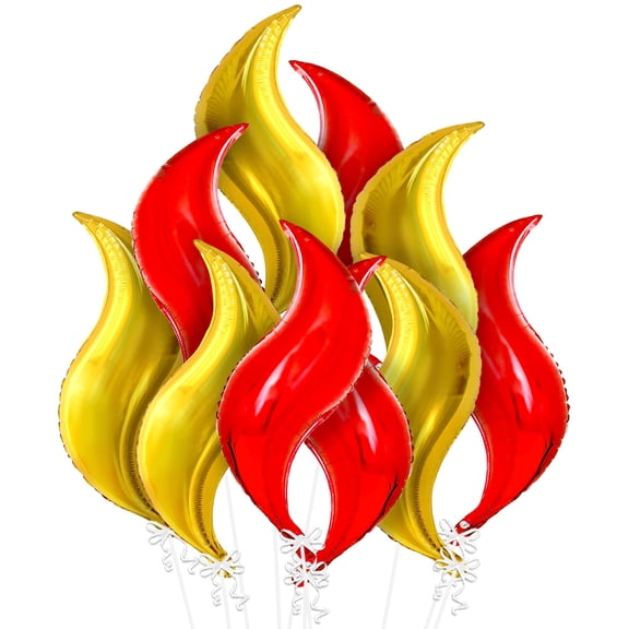 KatchOn, Big Fire Balloons Flames Set - 25 Inch, Pack of 10 | Flame Balloons for Fire Decorations For Party For Adults | Wings Of Fire Balloon, Fire Decorations | Wings Of Fire Decoration Birthday