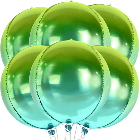 KatchOn, Big Gradient Green Mylar Balloons - 22 Inch, Pack of 6 | XtraLarge Metallic Green Balloons for Tropical Party Decorations, Birthday Decoration, Halloween Decorations