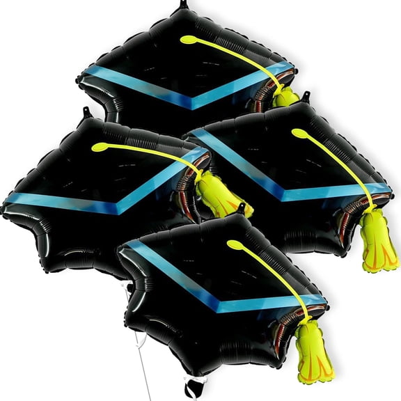 KatchOn, Big Graduation Cap Balloon - 22 Inch, Pack of 4 | graduation Balloons, Grad Hat for Graduations Decorations Class of 2026 | Grad Foil Balloons, Graduation Decorations 2026