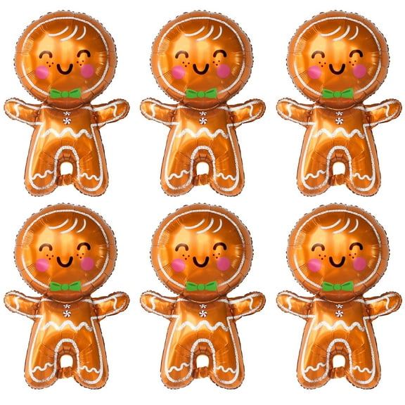 KatchOn, Big Merry Christmas Gingerbread Balloons - Pack of 6 | Gingerbread Man Balloon for Christmas Party Decorations | Christmas Foil Balloons for Christmas Decorations | Gingerbread Decorations