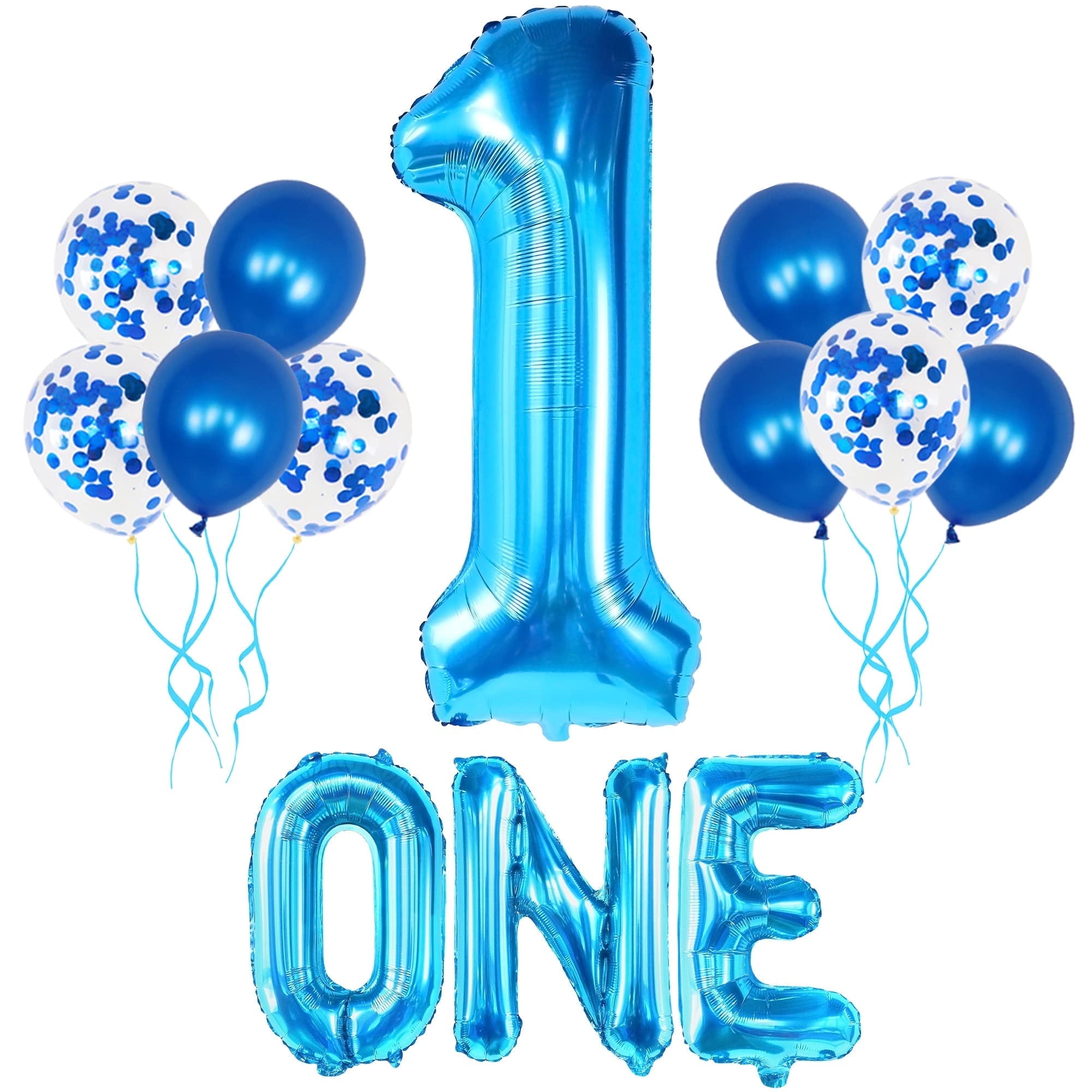 KatchOn, Blue 1 Balloon for First Birthday - Pack of 12 | Blue Number 1 Balloons | One Balloon Blue, Baby Shark 1st Birthday Decorations Boy