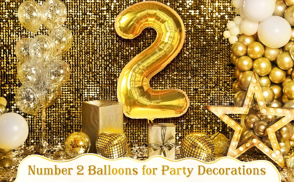 KatchOn, Gold 2 Balloon Number - Big, 50 Inch | Gold Number 2 Balloon ...