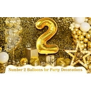 KatchOn, Gold 2 Balloon Number - Big, 50 Inch | Gold Number 2 Balloon, Two Balloon, 2nd Birthday Decorations for Boys | 2nd Birthday Balloons, 2 Year Old Balloon