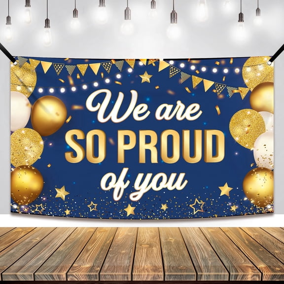 KatchOn, Blue We are So Proud of You Banner - XtraLarge, 72x44 Inch | Graduation Banner | Congratulations Backdrop for Congratulations Decorations | Grad Backdrop for Graduation Decorations 2026
