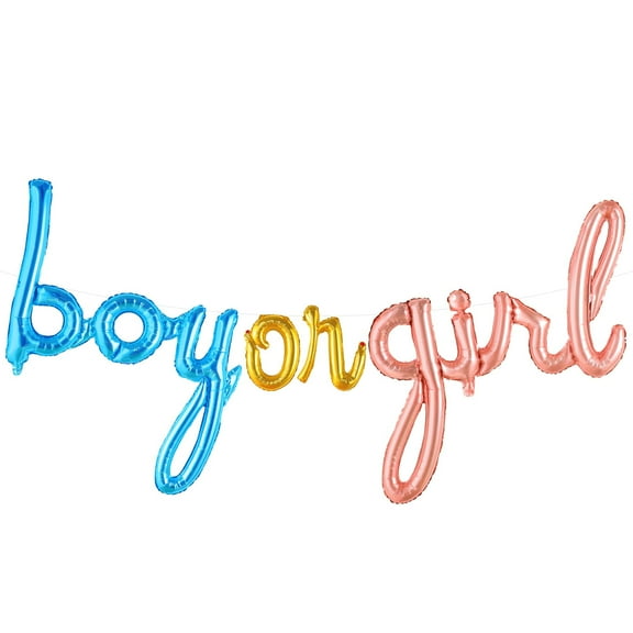 KatchOn, Boy or Girl Script Balloon - 36 Inch | Boy or Girl Balloons, Gender Reveal Decorations | Gender Reveal Sign, Baby gender reveal Balloons