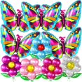 thumbnail image 1 of KatchOn, Colorful Butterfly FEV6&nbsp;and Flower Balloons Set - Pack Large Mylar Balloons Flower | Butterfly and Flower Themed Birthday Decorations for Kids Party | Flower Balloons | Spring Balloons, 1 of 3