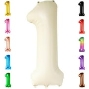 KatchOn, Cream Number 1 Balloons for 1st Birthday - Giant 40 Inch | Cream Number Balloon | One Balloon for First Decorations | 1 Number for The Big One Birthday Decorations