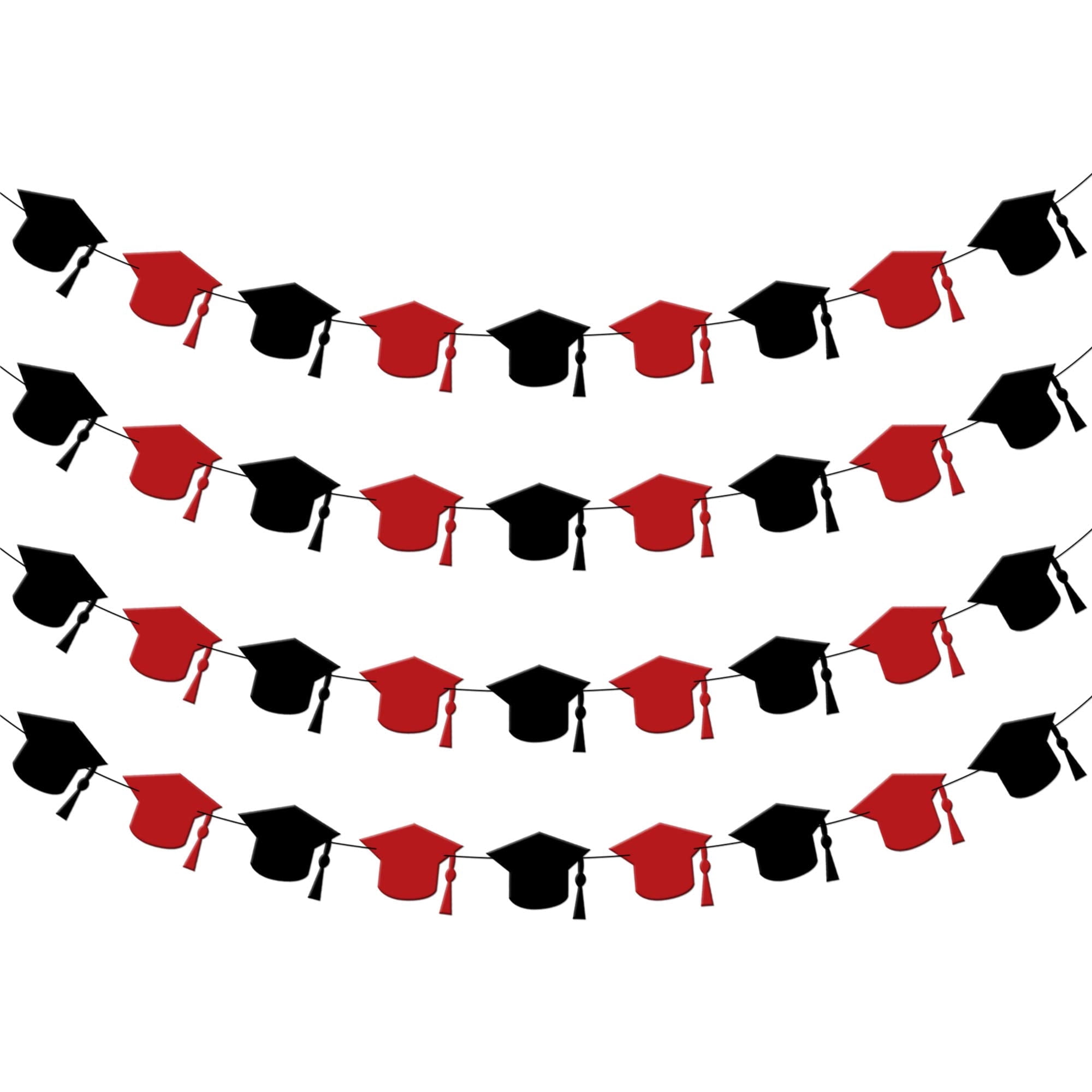 Red Graduation Pattern KatchOn, Felt Red Graduation Cap Garland - 4 String | Graduation ...