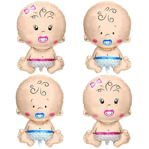 KatchOn, Gender Reveal Balloon - 29 Inch Pack of 4 | Baby Girl Baby Boy Balloons for Twin Gender Reveal Decorations | Boy or Girl Balloon, balloons for baby Shower Decorations | Twin Balloons