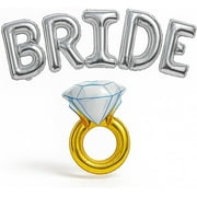 KatchOn, Giant Bride Balloons Silver - 40 Inch | Bachelorette Party Decorations | Bride Balloons Bachelorette for Bridal Shower Decorations | Silver Bride Balloons | Ring Balloon, Bride Decorations