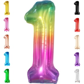 KatchOn, Giant, Jelly Number 1 Balloons - 40 Inch | Tie Dye Balloons | Neon Number Balloons, Rainbow 1st Birthday Decorations Girl