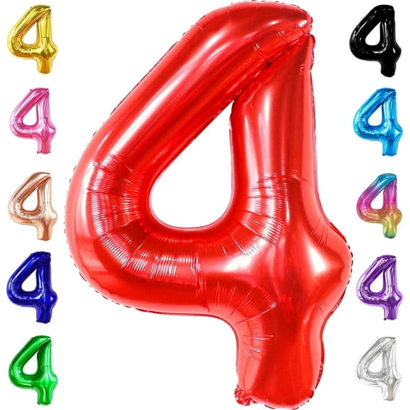 KatchOn, Giant Red Number 4 Balloon - 40 Inch | 4th Birthday Balloon, 4 Year Old Boy Birthday Decorations Boy | 4 Year Old Balloon, 4th Birthday Decorations for Boys | 4 Year Old Birthday Balloons