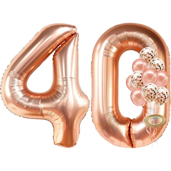 KatchOn, Giant Rose Gold 40 Balloon Numbers - 40 Inch | Rose Gold 40th Birthday Balloons for Women | 40th Birthday Decorations Women | Number Balloons for Happy Anniversary Decorations