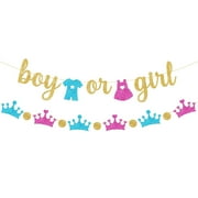KatchOn, Glitter Boy or Girl Gender Reveal Banner - 10 Feet, No DIY | Boy or Girl Banner for Baby Gender Reveal Decorations | Boy or Girl Sign for Backdrop | Boy Girl Banner, Baby Shower Decorations
