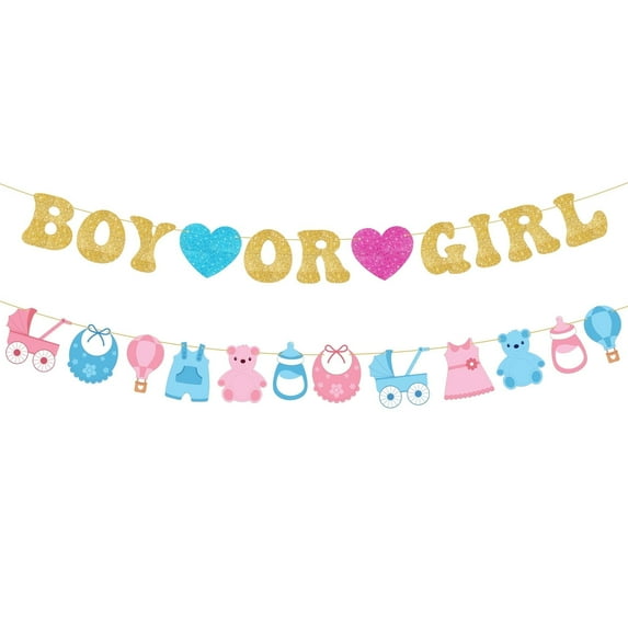 KatchOn, Glitter Boy or Girl Gender Reveal Banner - 10 Feet, No DIY | Boy or Girl Banner for Baby Gender Reveal Decorations | Gender Reveal Signs for Baby Shower Decorations | Gender Reveal Backdrop