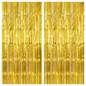 KatchOn, Gold Backdrop Curtain - 2 Pcs | Foil Fringe Curtain for 50th Birthday Decorations | Gold Streamers for New Years, Casino, Bachelorette, 50th Anniversary Decorations