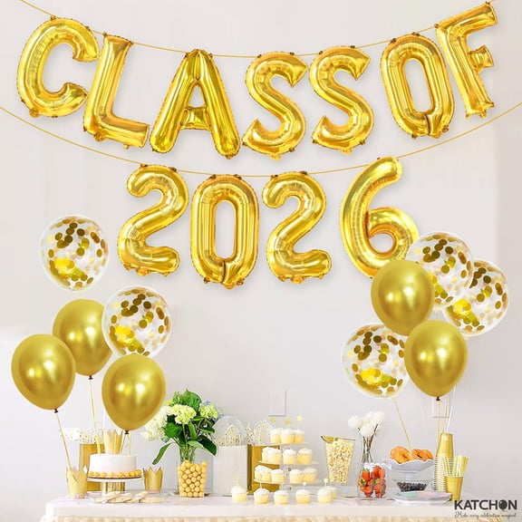 KatchOn, Gold Class of 2026 Balloons - 16 Inch | Graduation Balloons for Grad of 2026 | Class of 2026 Graduation Decorations 2026 | Gold Grad Decorations, Class of 2026 Banner, 2026 Sign