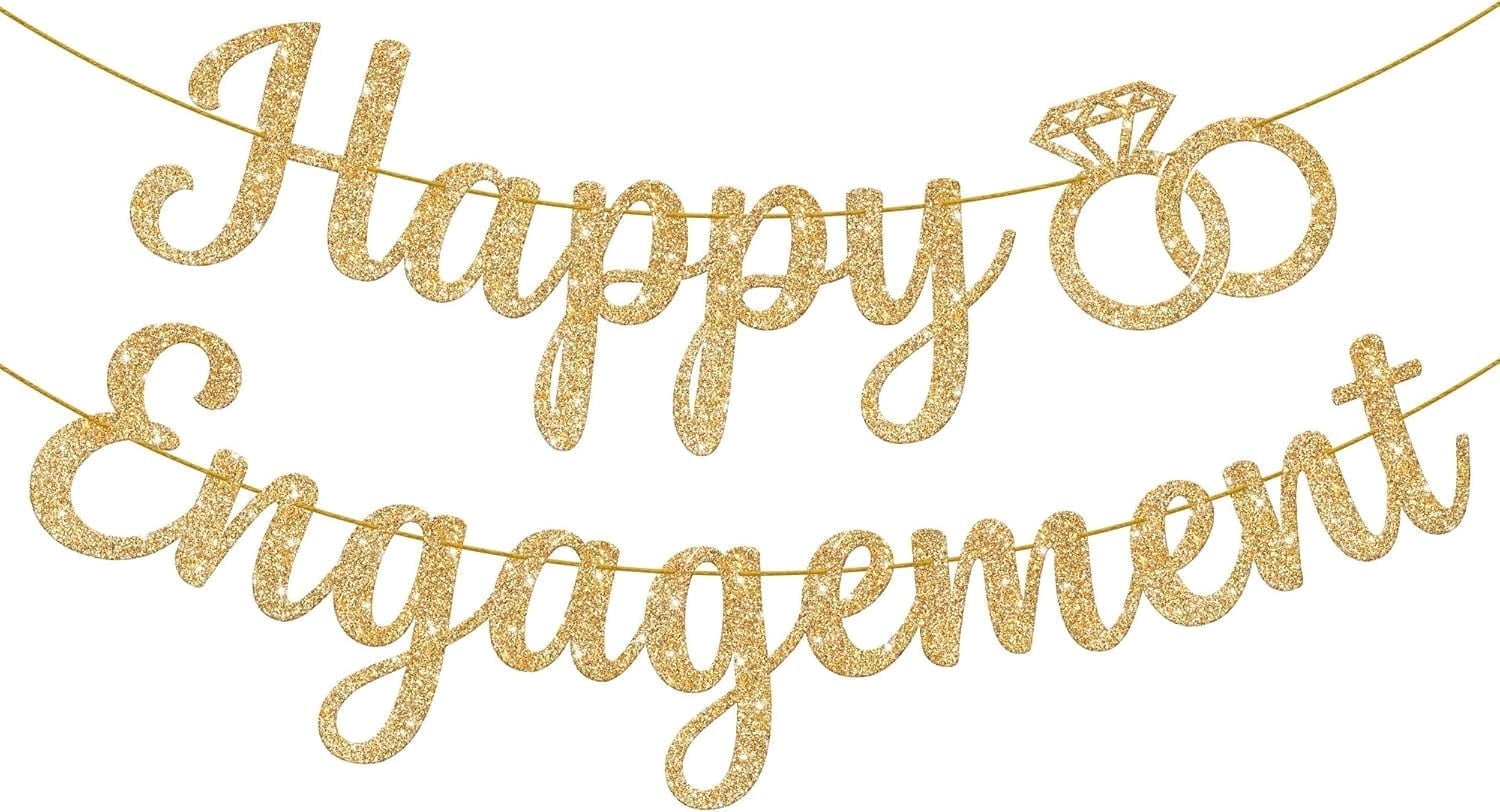 Katchon Gold Glitter Happy Engagement Banner - 10 Feet, No DIY ...