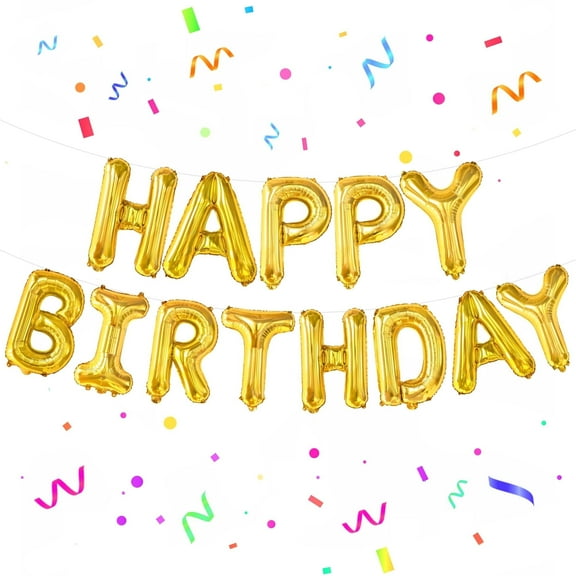KatchOn, Gold Happy Birthday Balloons Letters -16 Inch | Gold Birthday Balloons, Golden Birthday Party Decorations | Happy Birthday Foil Balloons