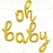 KatchOn, Gold Oh Baby Balloon Sign - 16 Inch | Oh Baby Sign for Backdrop | Baby Shower Balloons for Baby Shower Decorations | Gender Reveal Balloons, Oh Baby Balloons for Gender Reveal Decorations