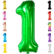 KatchOn, Green One Balloon for First Birthday - Large 40 Inch | Green Number Balloons for Wild One Birthday Decorations for Boys | Green 1 Balloon for First birthday | Anniversary Supplies