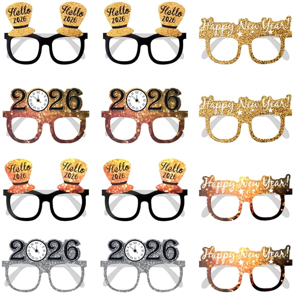 KatchOn, Happy New Years 2026 Glasses - Pack of 12 | New Year Eve Party Supplies 2026 | New Year Glasses 2026 | Happy New Years Decorations 2026