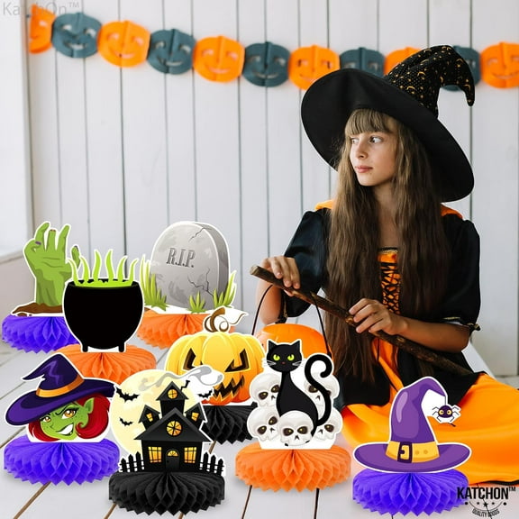 KatchOn, Halloween Centerpieces for Tables - Pack of 8 | Spooky Halloween Honeycombs for Halloween Table Decorations | Scary Halloween Centerpieces for Pumpkin Halloween Party Decorations