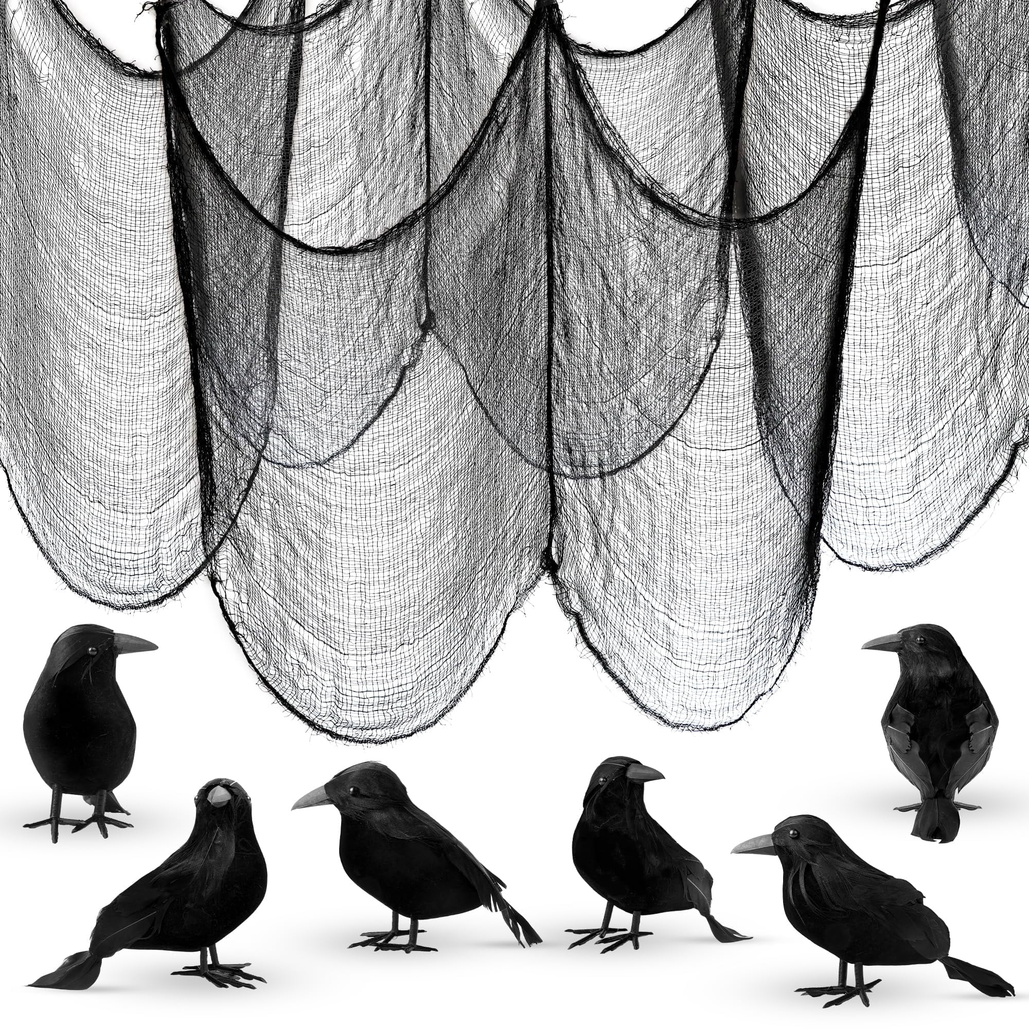KatchOn, Halloween Creepy Cloth and Crows - Pack of 7 | Black Spooky ...