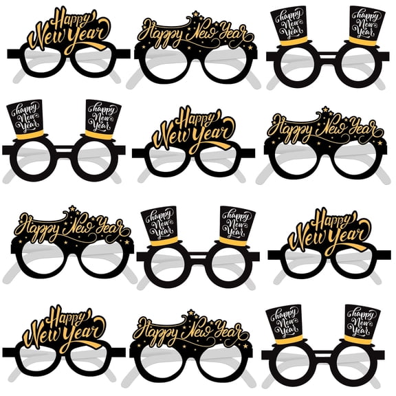 KatchOn, 2026 Glasses New Year Eve - Pack of 12 | Happy New Year Eyeglasses 2026 for New Years Eve Party Supplies 2026 | NYE Party Glasses | Happy New Years Decorations 2026 | NYE Sunglasses 2026