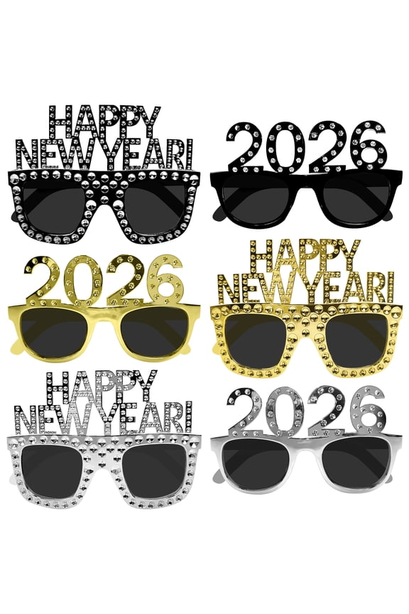 , Happy New Year Glasses 2026 - Pack of 6 | 2026 Glasses New Years for New Years Eve Party Supplies 2026 | Happy New Years Decorations 2026 | NYE Party Supplies