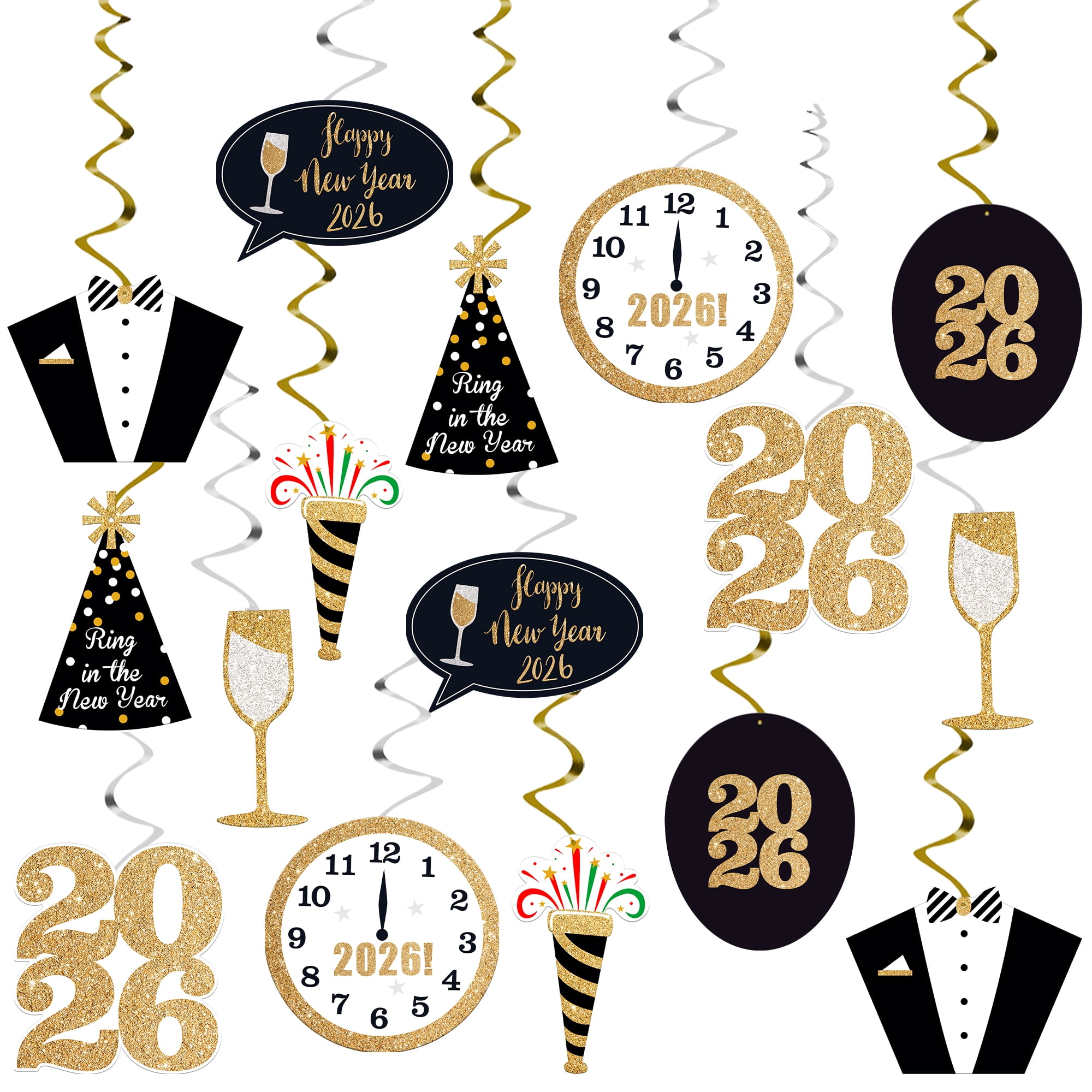 KatchOn, Happy New Year Hanging Swirls 2026 - Pack of 30, NO DIY ...