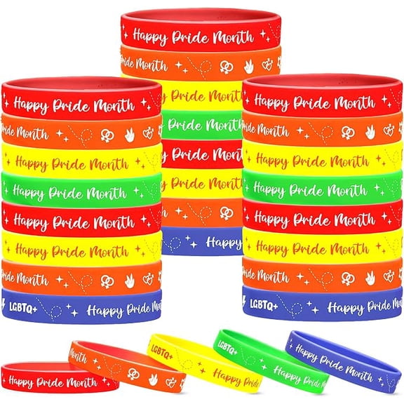 KatchOn, Happy Pride Month Bracelets - Pack of 40 | Pride Bracelets Bulk for Rainbow Party Favors Pride Decorations Gay Dcor