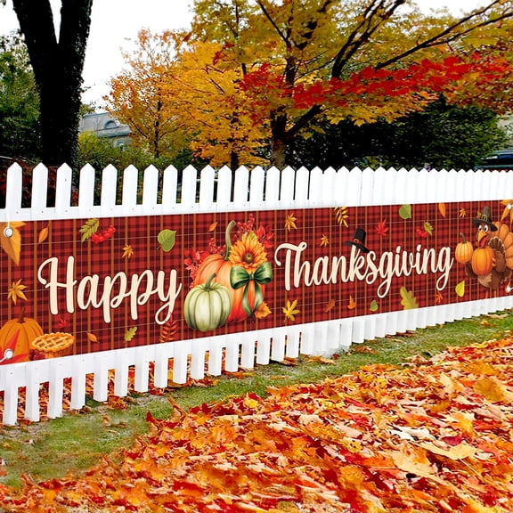 KatchOn, Happy Thanksgiving Banner Outdoor - Xtralarge, 120x20 Inch | Happy Thanksgiving Yard Banner for Thanksgiving Yard Decorations