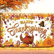 KatchOn, Happy Thanksgiving Banner - XtraLarge, 72x44 Inch | Happy Thanksgiving Backdrop for Thanksgiving Decorations | Thanksgiving Banner Backdrop, Thanksgiving Party Decorations, Fall Decorations
